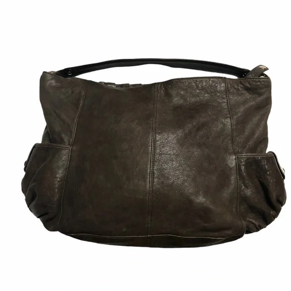 Junior Drake Hobo Bag Supple Italian Leather Large Lambskin Brown Chocolate EUC - Picture 2 of 12